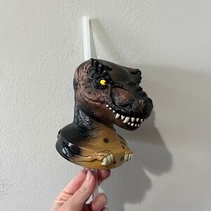 Vintage Univeral Studios Jurassic Park Ride T Rex Dinosaur Head Cup Topper Straw